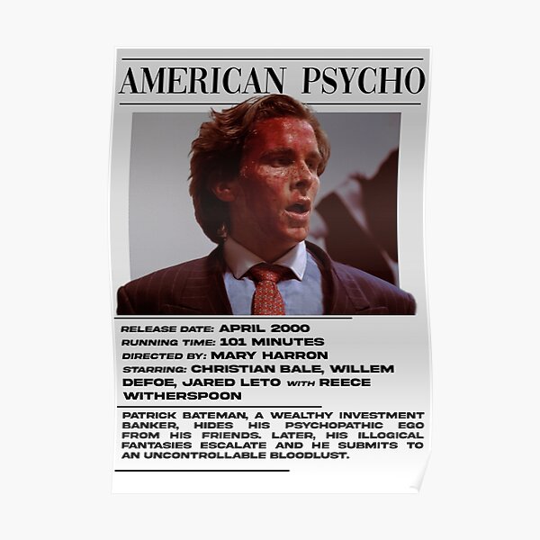 American Psycho Movie Poster Poster For Sale By Sebjenvey Redbubble