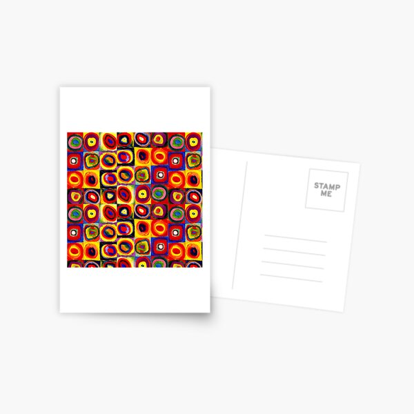 Kandinsky Modern Squares Circles Colorful Postcard