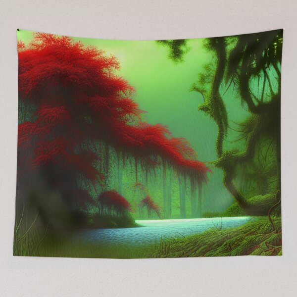 Item preview, Green Landscape with Trees and Lake, Sceney Nature designed and sold by NatureFood.