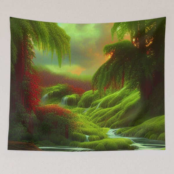 Item preview, Green Landscape with Trees and Lake, Sceney Nature designed and sold by NatureFood.