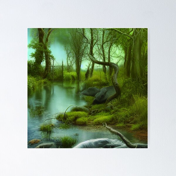 Item preview, Green Landscape with Trees and Lake, Sceney Nature designed and sold by NatureFood.