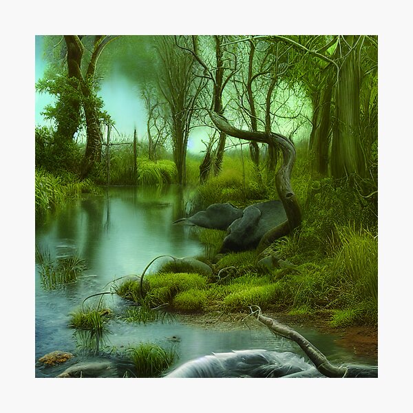Item preview, Green Landscape with Trees and Lake, Sceney Nature designed and sold by NatureFood.
