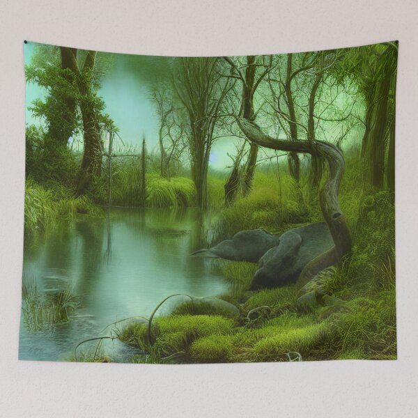 Item preview, Green Landscape with Trees and Lake, Sceney Nature designed and sold by NatureFood.