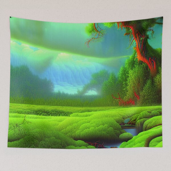Item preview, Green Landscape with Trees and Lake, Sceney Nature designed and sold by NatureFood.