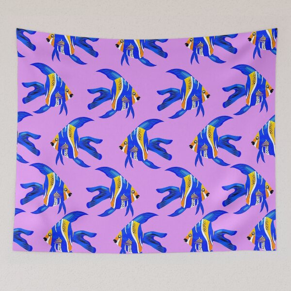 Item preview, Bright Blue and Orange Lavender Tropical Ocean Fish designed and sold by ChristinasMess.