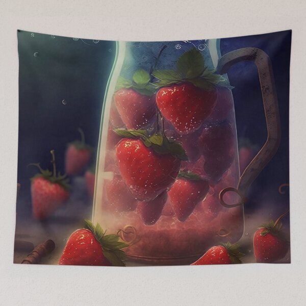 Artikelvorschau, Digitales Standbild eines Glases Erdbeeren entworfen und verkauft von CodeAndColors.