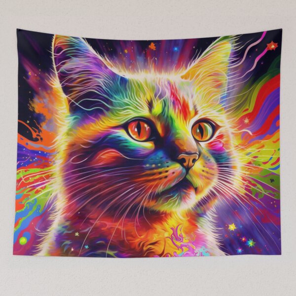 Item preview, psychedelic cat designed and sold by Daramacus.