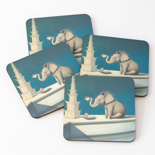 Item preview, Blue Elephant Eating Cake designed and sold by druidwolfart.