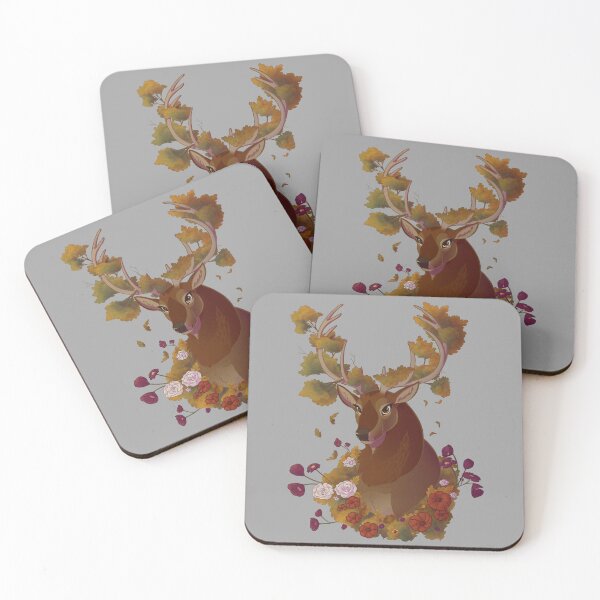 Item preview, Stag Red Deer Fall Autumn Botanical Oak Illustration designed and sold by CaffeineBee.