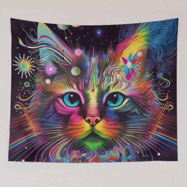 Item preview, psychedelic cat 3 designed and sold by Daramacus.
