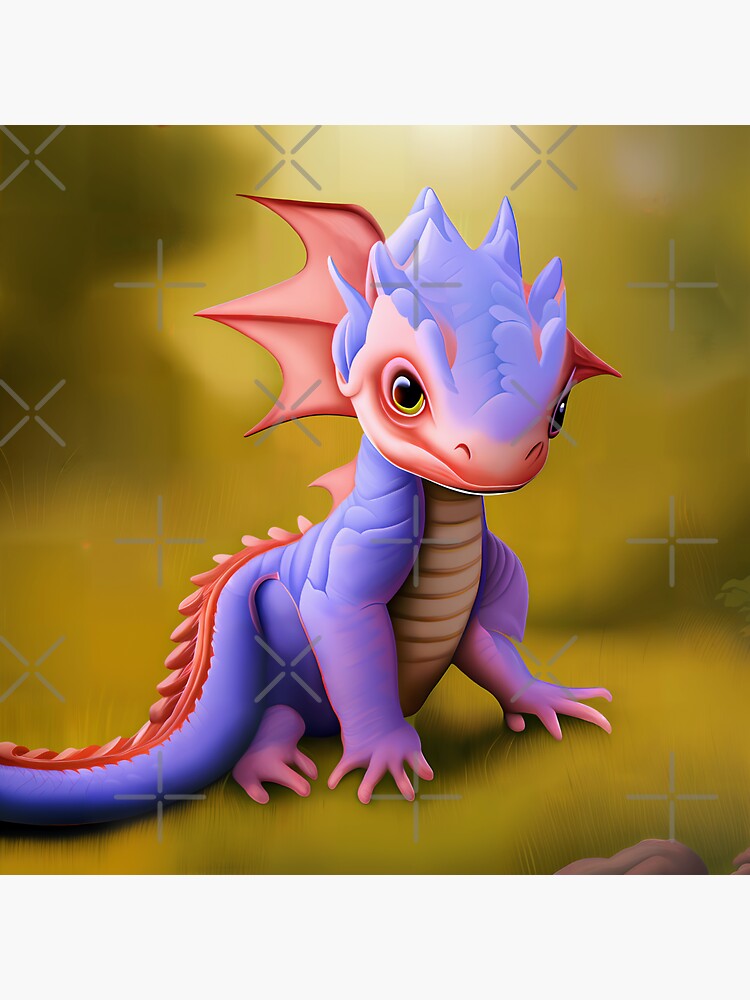 Thumbnail 3 of 3, Sticker, Cute Baby Purple and Pink Dragon designed and sold by dragynrain.