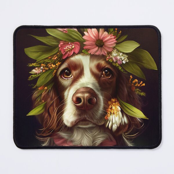 Item preview, Cocker Spaniel Wearing Flowers And A Pink Ribbon designed and sold by cardinalhill.