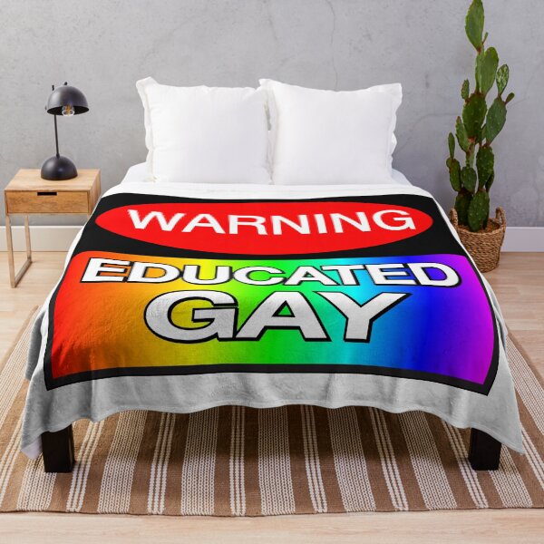 Item preview, WARNING! Educated Gay - Funny LGBT Meme designed and sold by Picket Club.