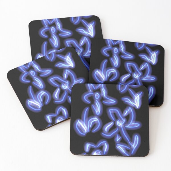 Item preview, Blue neon flower pattern illustration  designed and sold by WorldOfWendyArt.