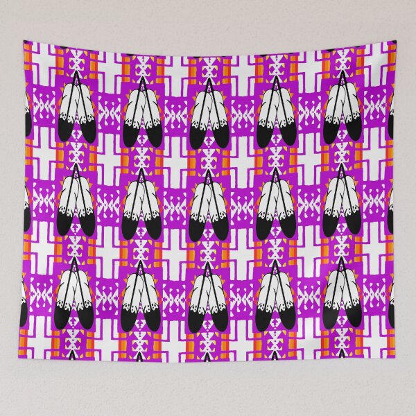Item preview, Purple / Fire Color / White Double Feather Native Blanket Print designed and sold by JMWCD.