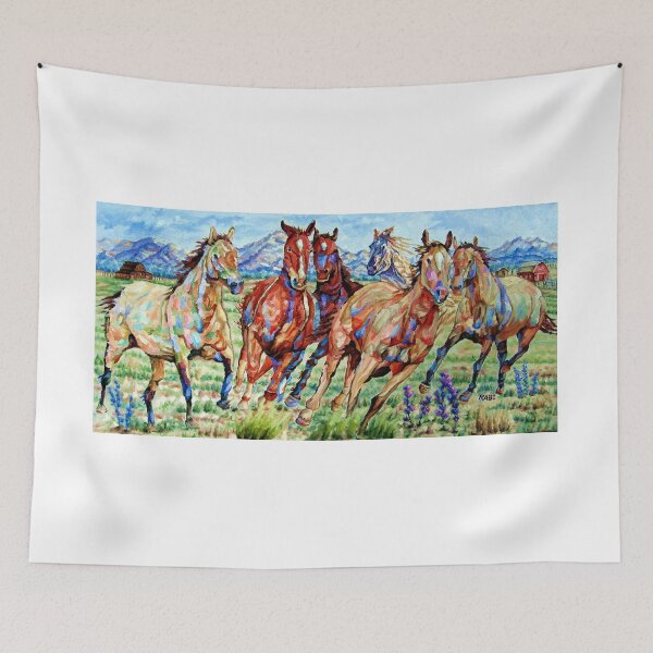Item preview, Wild Horses Running Painting - Horse Running Wild - Wildflowers designed and sold by Mike Rabe Art.