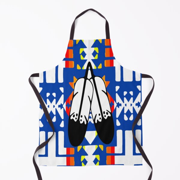 Item preview, Dark Blue / Fire Color / White Double Feather Native Blanket Print designed and sold by JMWCD.