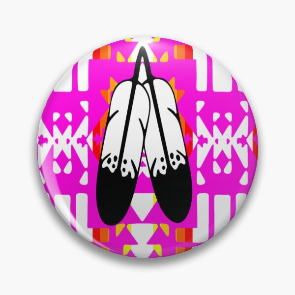 Item preview, Hot Pink / Fire Color / White Double Feather Native Blanket Print designed and sold by JMWCD.
