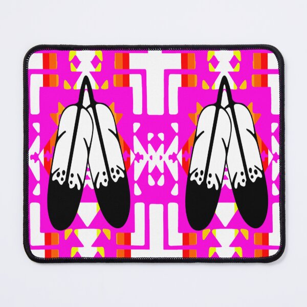 Item preview, Hot Pink / Fire Color / White Double Feather Native Blanket Print designed and sold by JMWCD.