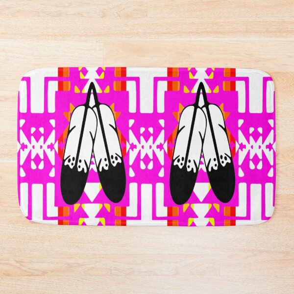 Item preview, Hot Pink / Fire Color / White Double Feather Native Blanket Print designed and sold by JMWCD.