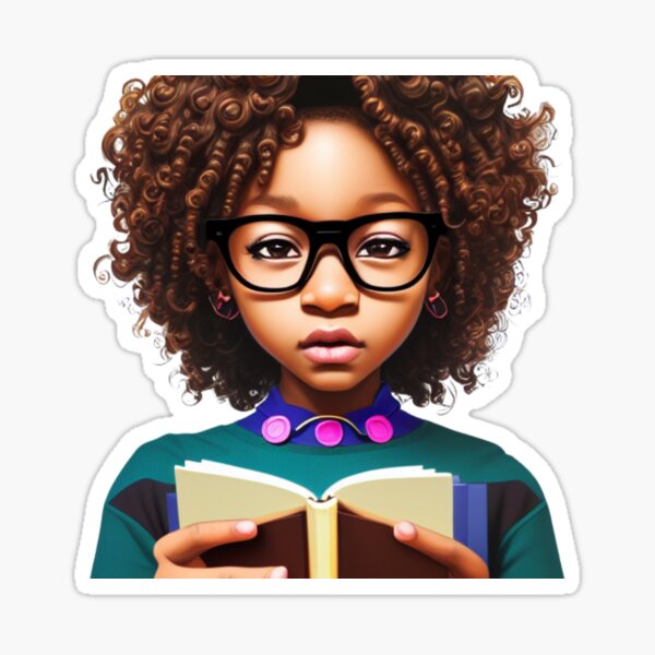 Brown Girls Reading A Book Sticker