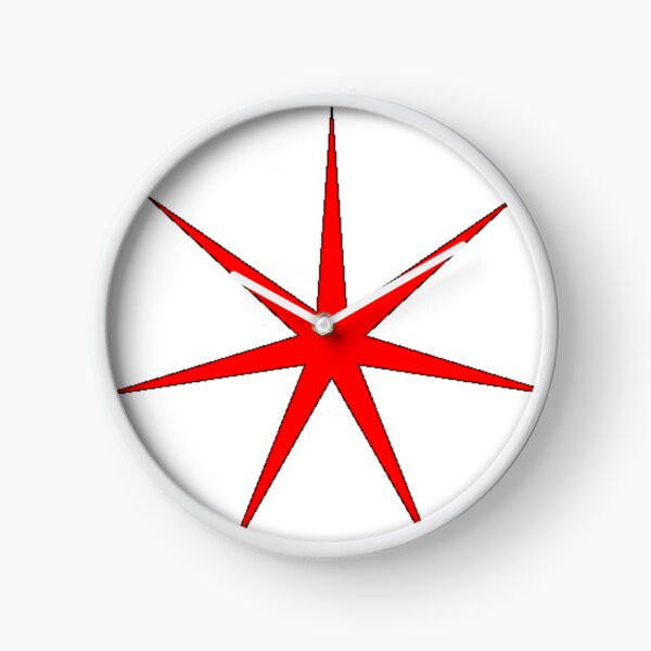 Red Seven Pointed Star #RedSevenPointedStar #Red #SevenPointedStar #Star Clock
