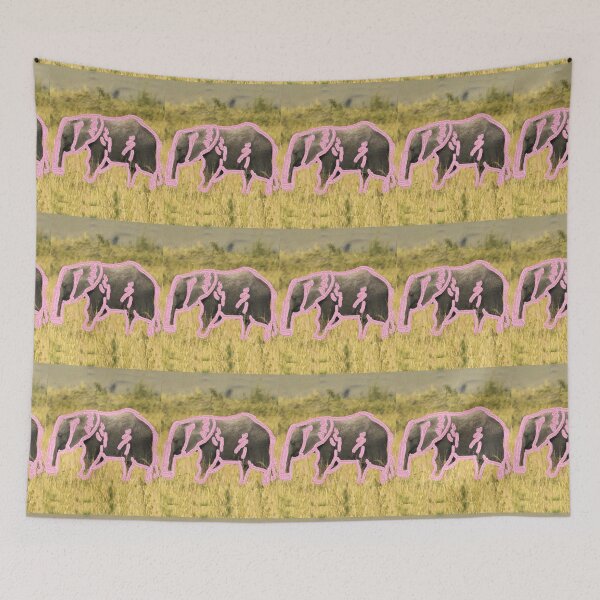 Item preview, Baby Elephant in the field, highlighted in pink designed and sold by Cowboy Folly.