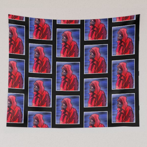 Item preview, Rain jacket, crazy expressive portrait of a fisherman with background designed and sold by dusso.