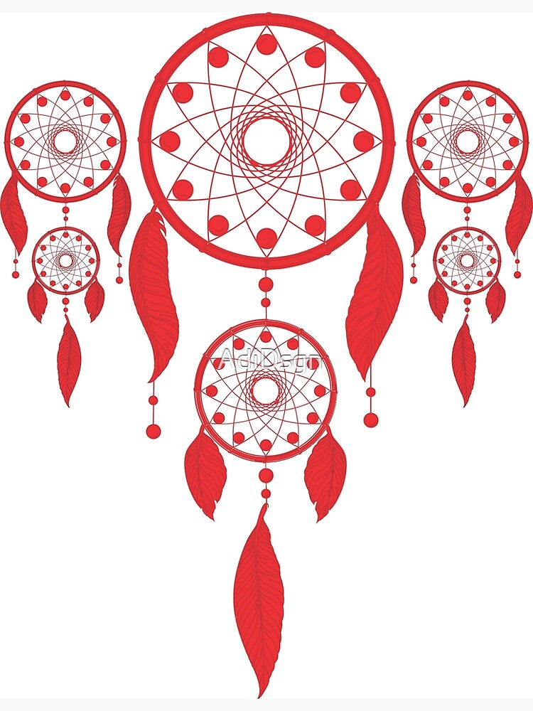 ATRAPASUEÑOS GRANDE 25 x 75 cm -dreamcatcher- rojo/negro -handmade