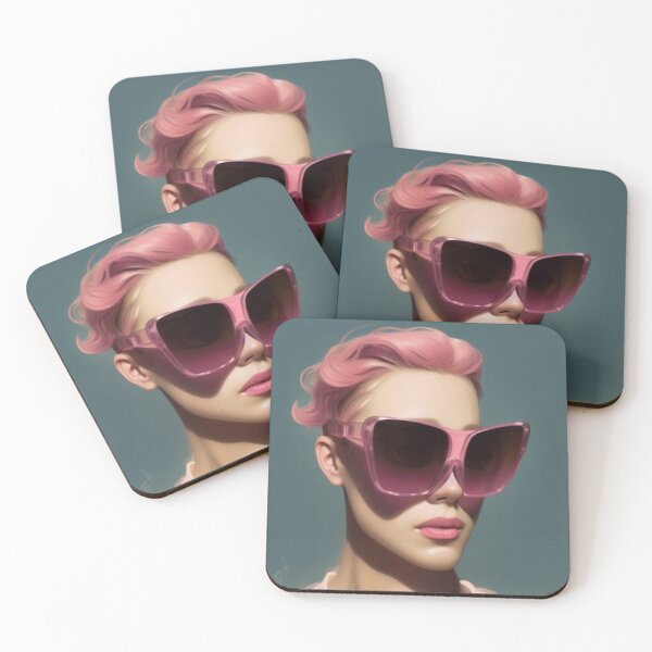 Item preview, Portrait of Woman with Large Pink Sunglasses designed and sold by katiebca2.