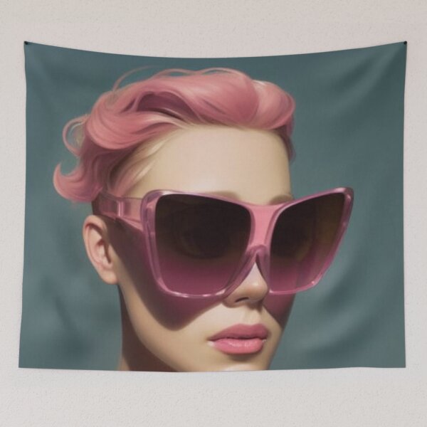 Item preview, Portrait of Woman with Large Pink Sunglasses designed and sold by katiebca2.