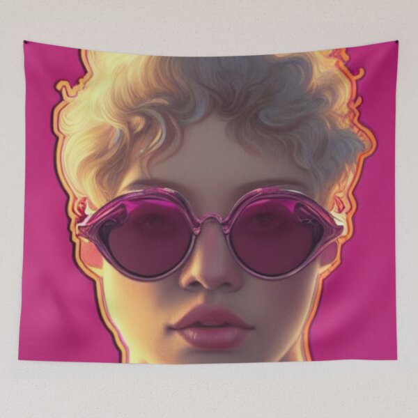 Item preview, Portrait of Woman with Large Pink Sunglasses designed and sold by katiebca2.