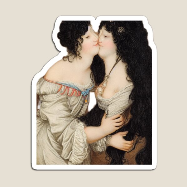 Loving Embrace Two Lesbians Lovers With Long Black Hair Embracing In