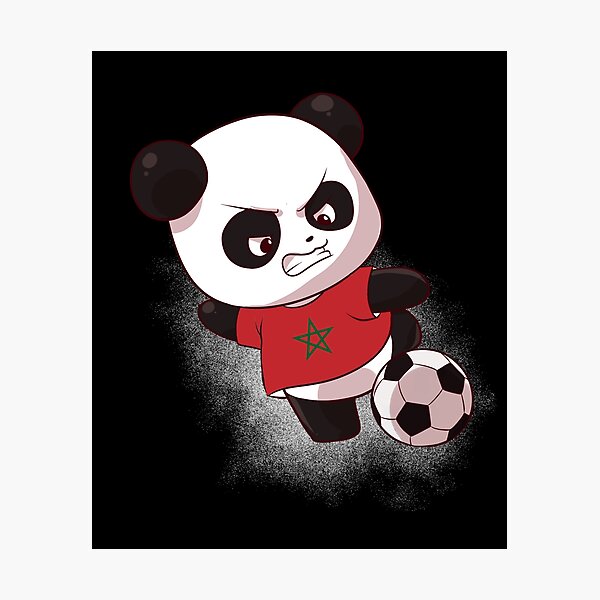 Item preview, Funny Panda Shooting Morocco Football - Moroccan Flag Soccer designed and sold by Mini Pandas.
