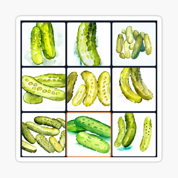 Pickle Art Cucumber Art Sticker For Sale By Cinderpress Redbubble