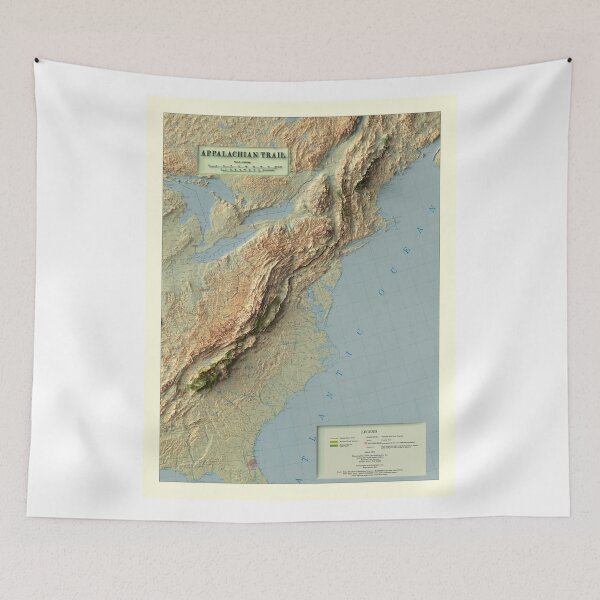 Item preview, 1981 Appalachian Trail, USA Shaded Relief Map digitally-rendered (2D ONLY - Not 3D) designed and sold by ThinkAboutMaps.
