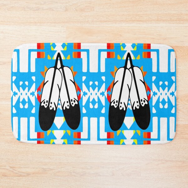 Item preview, Sky Blue / Fire Color / White Double Feather Native Blanket Print designed and sold by JMWCD.