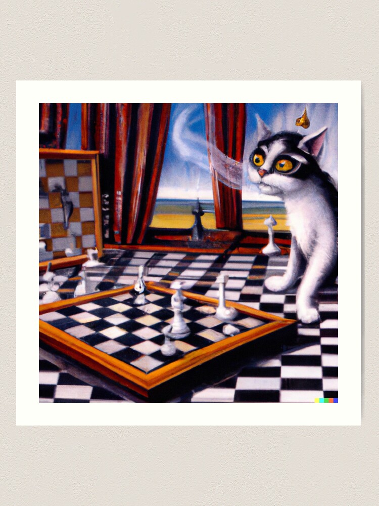 Cat Playing Chess, AI Generated Art Print for Sale by JacobJGuzman