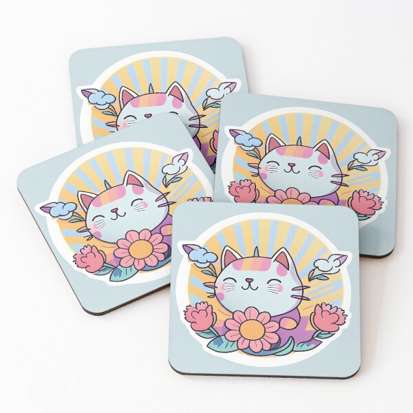 Item preview, Kawaii Unicorn Cat Holding Flowers designed and sold by cardinalhill.