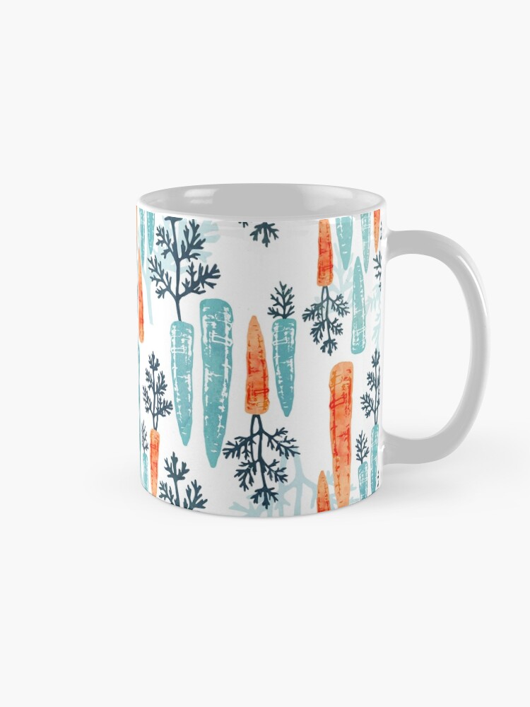 Alternate view of Watercolor carrot repeat on white Mug