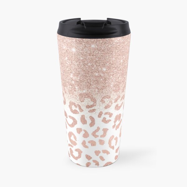 Trendy modern faux rose gold glitter ombre leopard pattern Travel Mug