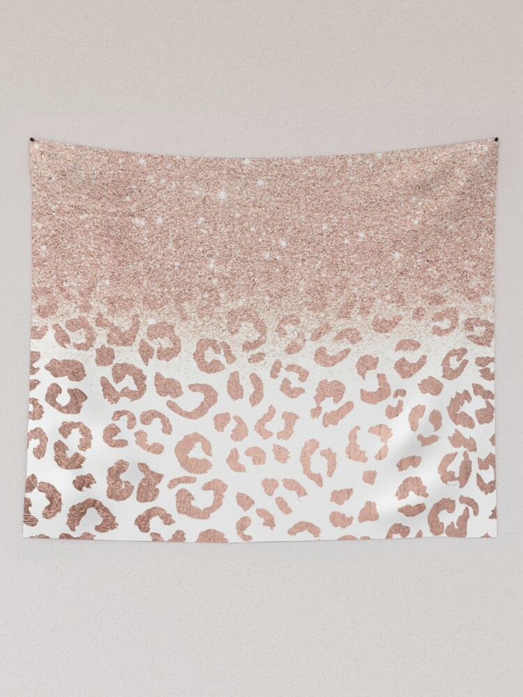 Trendy modern faux rose gold glitter ombre leopard pattern