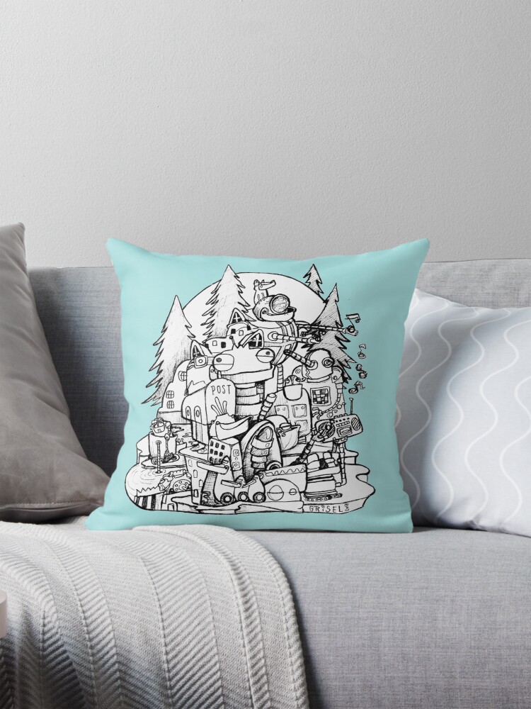 Thumbnail 1 of 4, Pillow, Robots designed and sold by GriselMiranda.