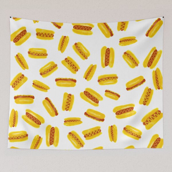 Item preview, Modern watercolor hot dog food illustration pattern designed and sold by GirlyTrend.