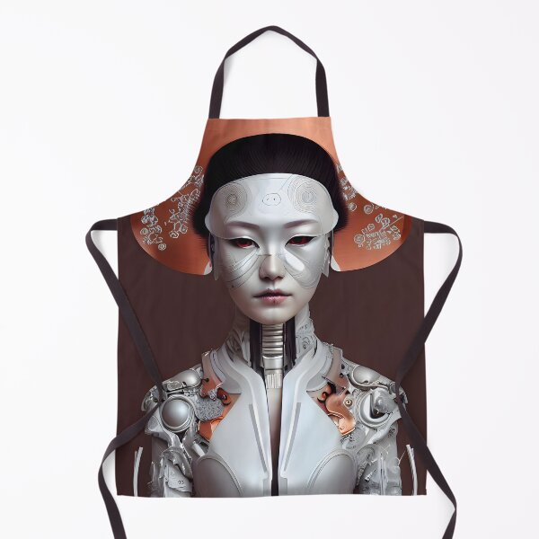 Aperçu de l'œuvre Geisha japonaise Cyborg avec des détails en cuivre - art numérique cyberpunk moderne créée et vendue par ai-mnesia.