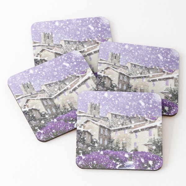 Item preview, Winter French village under a Lavender Sky and snow designed and sold by Naomi Gutierrez Parrish.