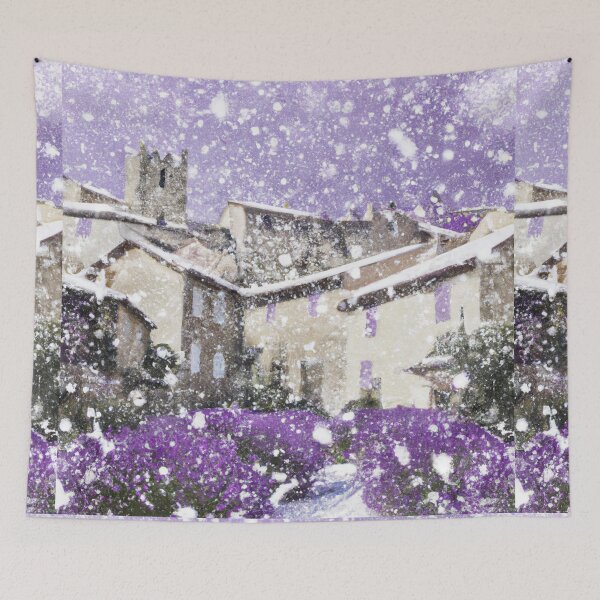 Item preview, Winter French village under a Lavender Sky and snow designed and sold by Naomi Gutierrez Parrish.