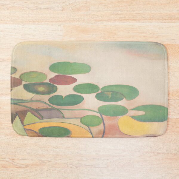 Item preview, Lili Pads on Warm Lake at Dusk - Fauvism - Dusty Pink, Green, Pastels designed and sold by Inomaly Art.