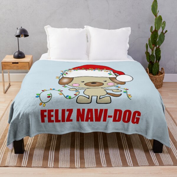 Item preview, Feliz Navi-Dog Christmas Dog con luces navideñas (azul) designed and sold by Gsallicat.