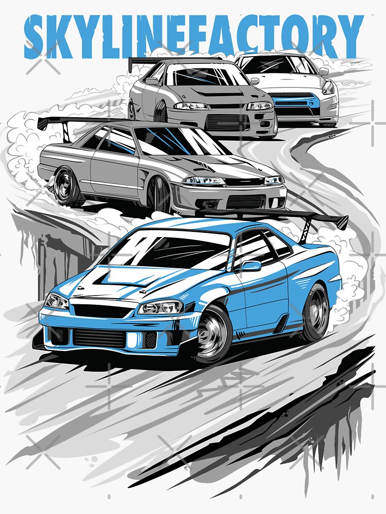 Skyline GTR R34 Fast and furious Sticker for Sale by MOTOSHIFT